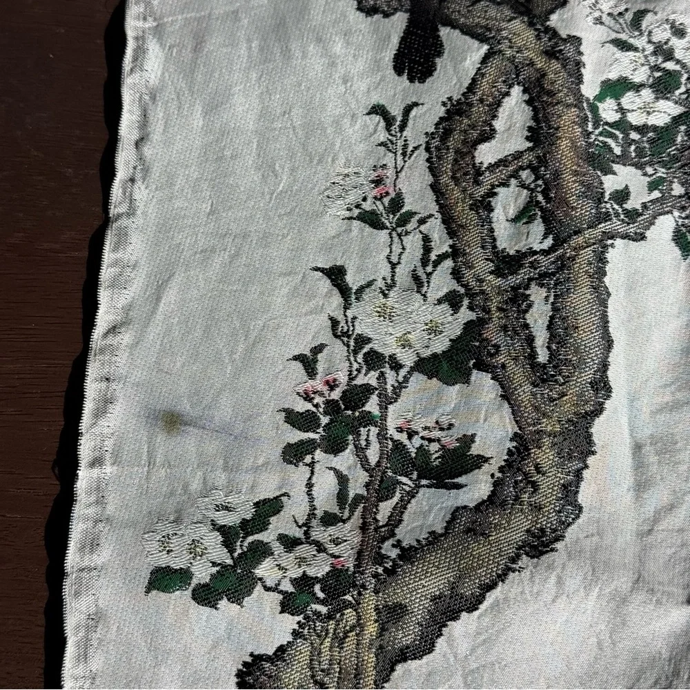 Chinese Woven Silk Tapestry Wall Hanging Birds Bamboo Dujinsheng Hangzhou 27x92